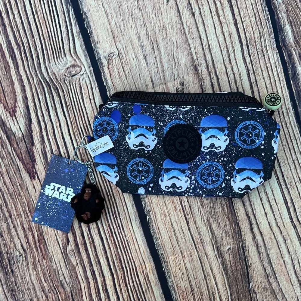Kipling Blue and Black STAR WARS zip pouch storm troopers